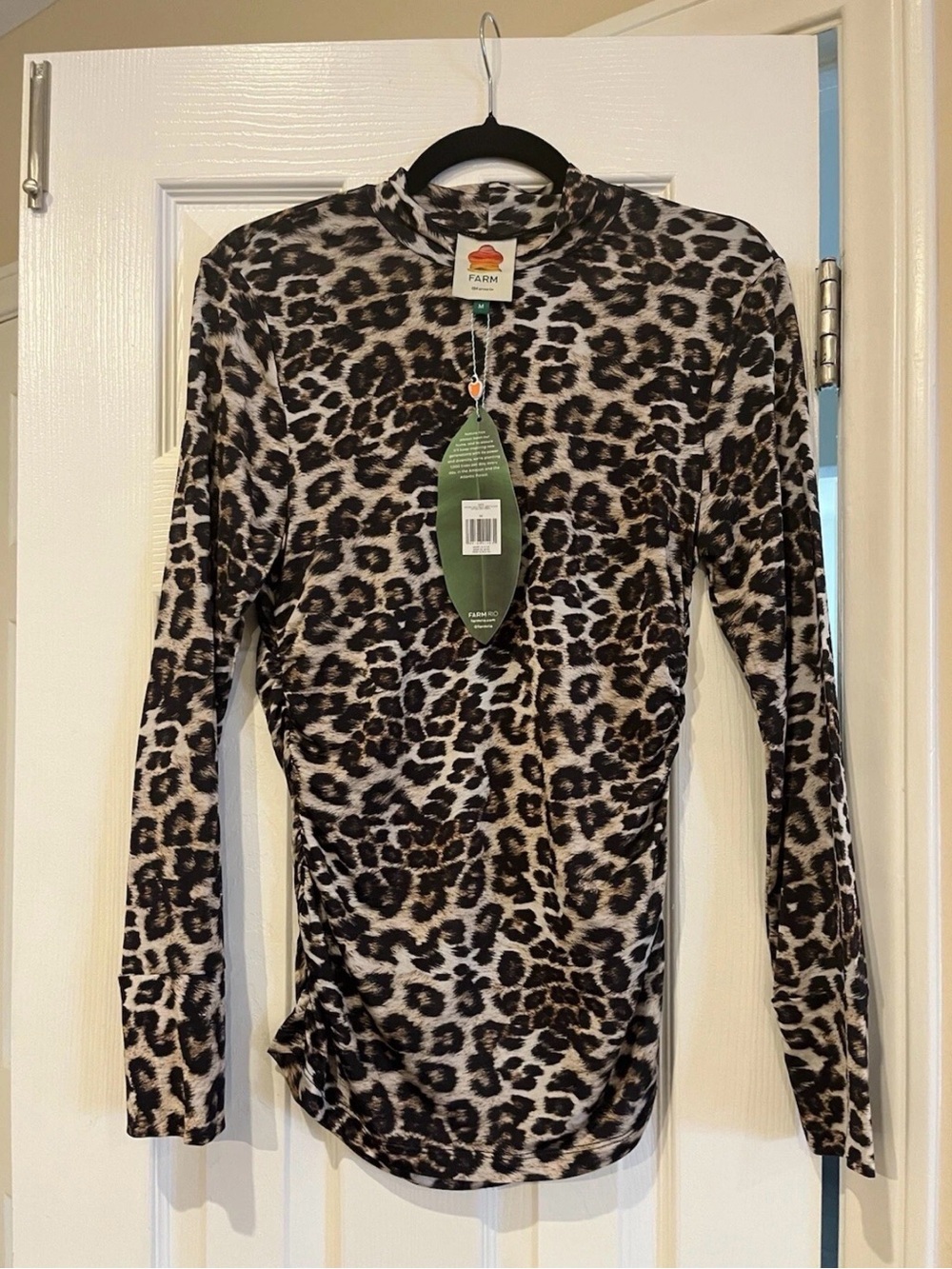 FARM Rio Leopard Mock Neck Mesh Long Sleeve Top - Picture 5 of 5